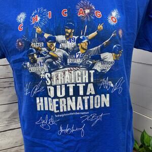 Chicago Cubs Straight Outta Hibernation Baseball Tee Tshirt Large L Misprint